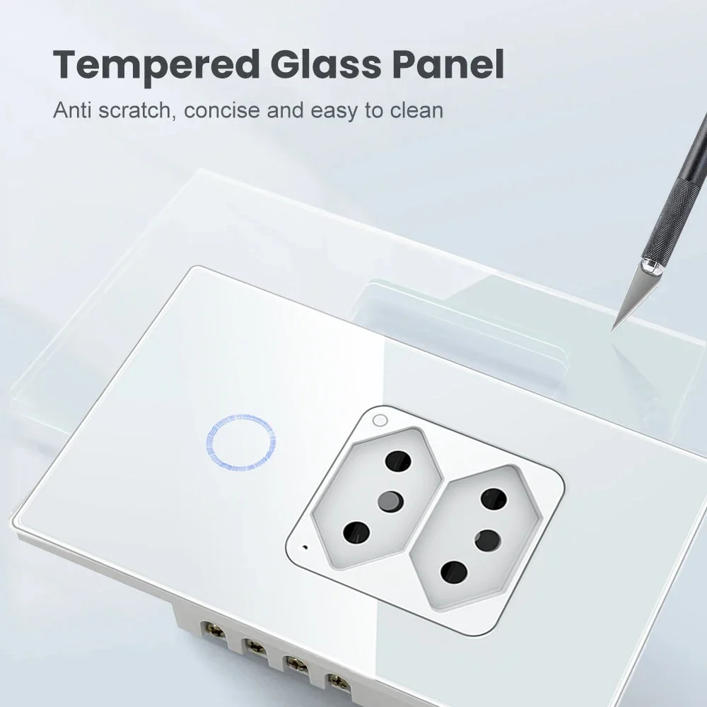 Imagem -02 - Melery-interruptor Tuya Brasil Light Wifi Smart Tomada Dupla Tomada Sensor de Toque Painel de Vidro Remoto by Alexa Google Home 20a