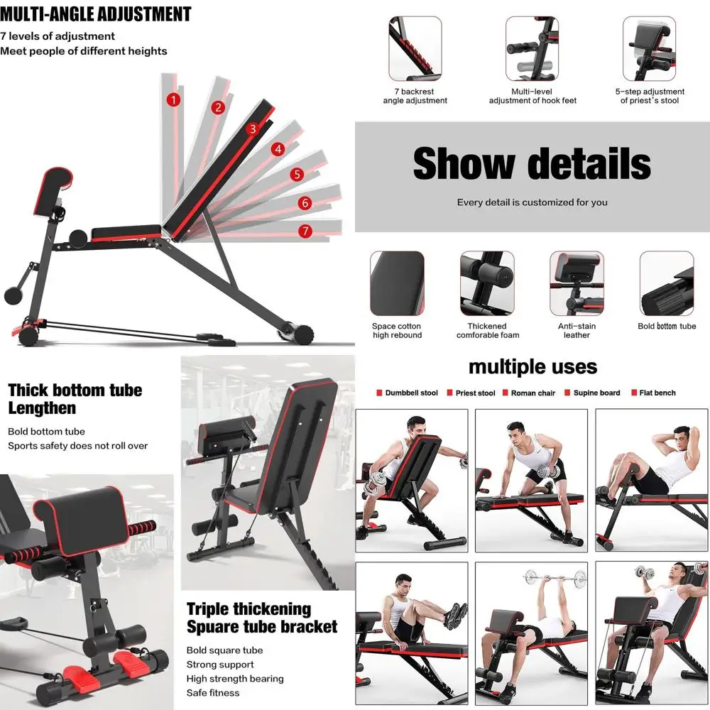 Banco de Pesas Ajustable Modern-Depo para Entrenamiento de Cuerpo Completo; Banco de Press de Banca Plegable para Gimnasio en Casa, Banco de Ejercicios Plano e Inclinado