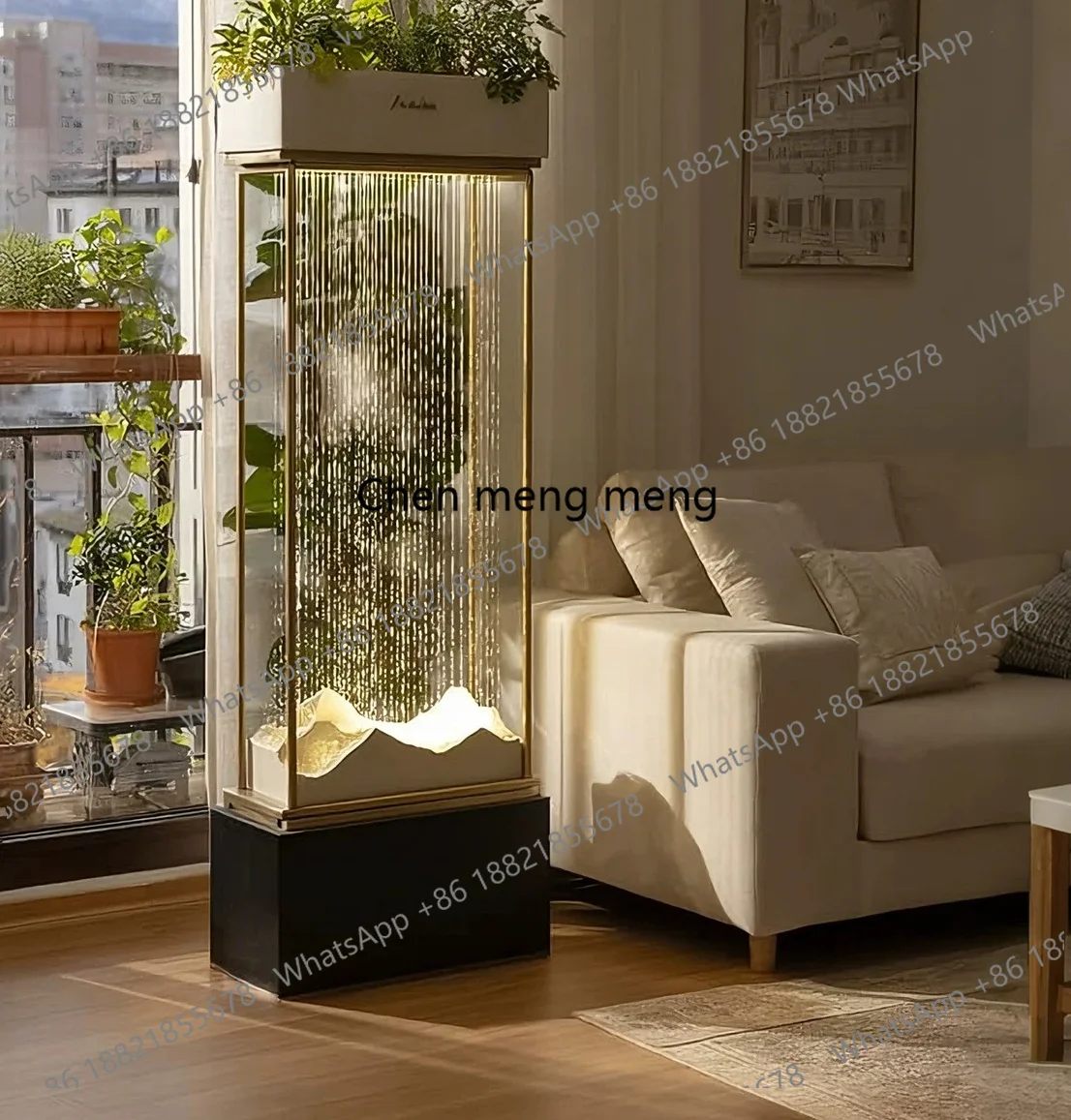 

Living room balcony landscaping landscape floor-to-ceiling water feature flower stand makes money and flows water ornament