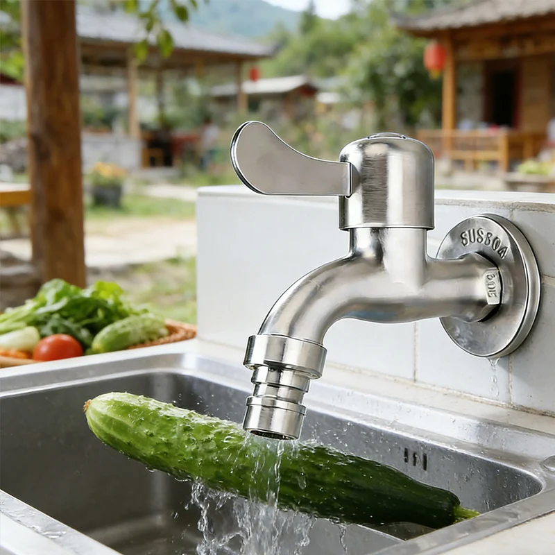 

Уличный кран из нержавеющей стали, утолщенный, для стиральной машины, бытовой, для ванной, для мытья полов, для садовой раковины, одинарный, для холодной воды