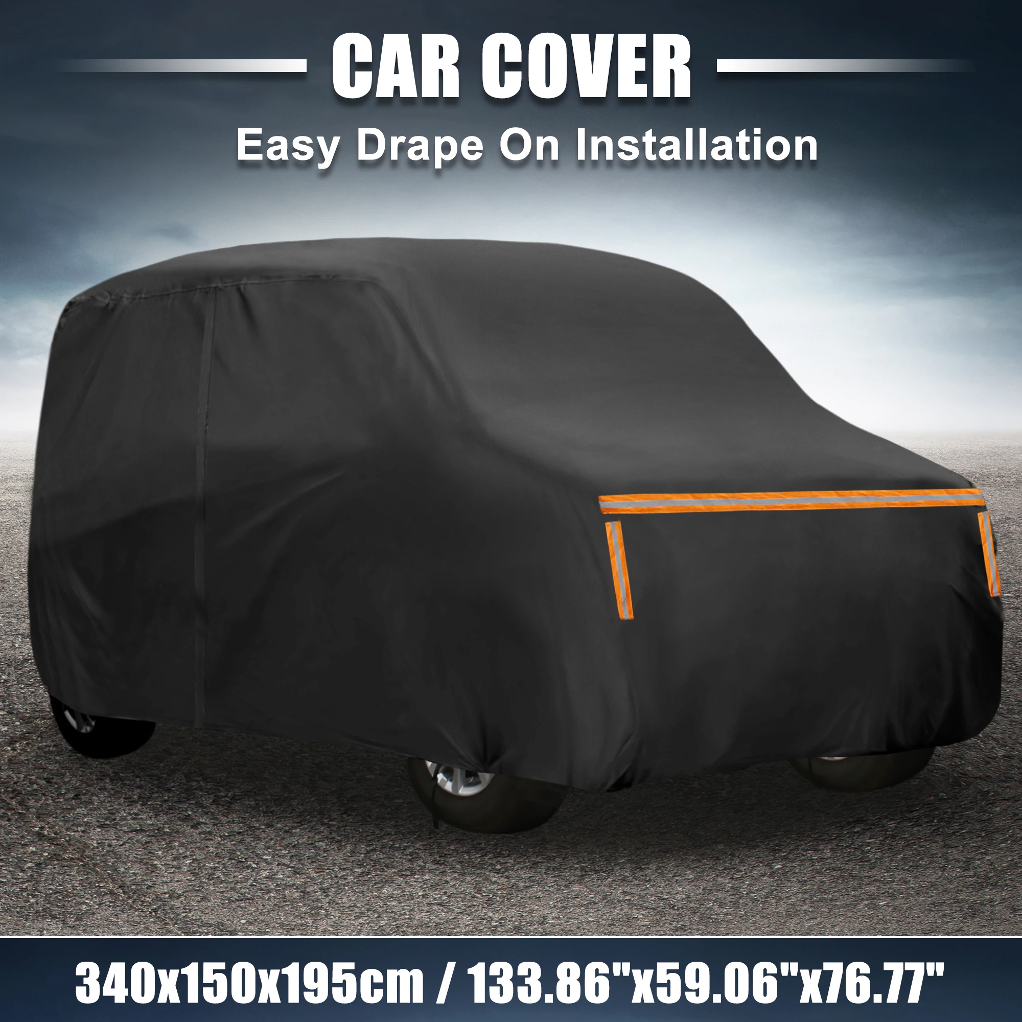 

X Autohaux Car Cover for Honda NV100 Outdoor Waterproof Sun Rain Dust Wind Snow Protection with Driver Door Zipper Black