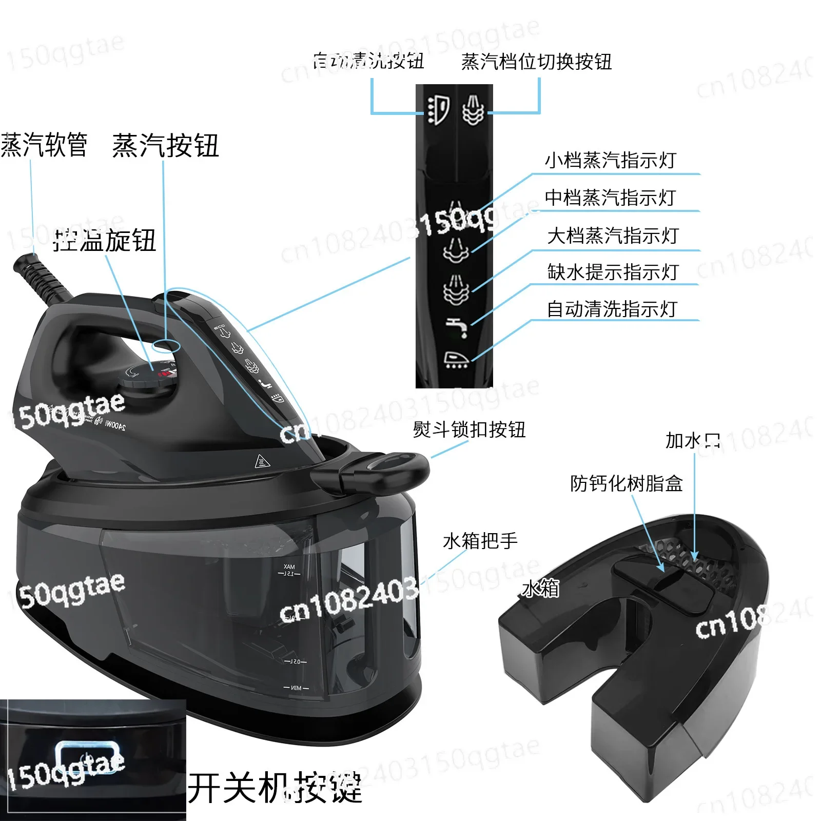 Electric Iron, Household Steam Iron, Curtain Ironing Machine, Automatic Power-off of Large Water Tank, Commercial Use