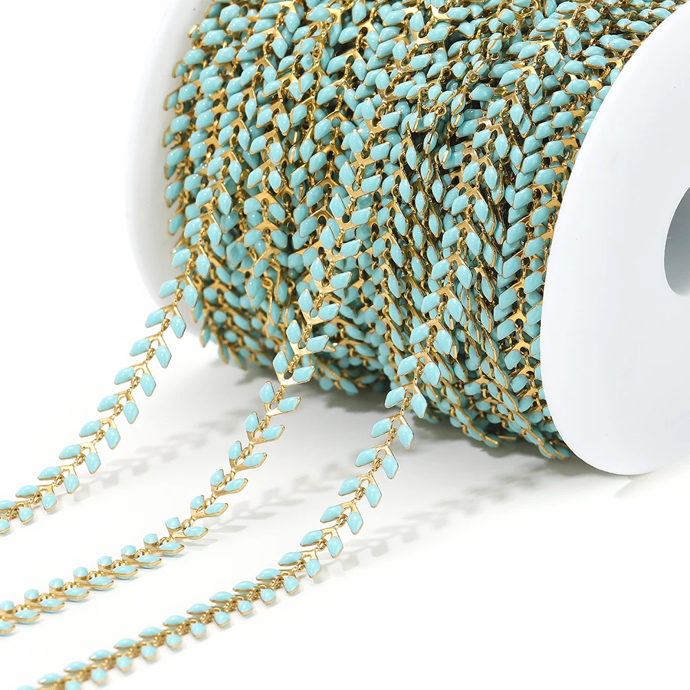 1 Meter Edelstahl-Flachketten in Weißer Emaille für DIY-Schmuckherstellung, Ohrringe, Armbänder, Halsketten-Zubehör – Detail 3