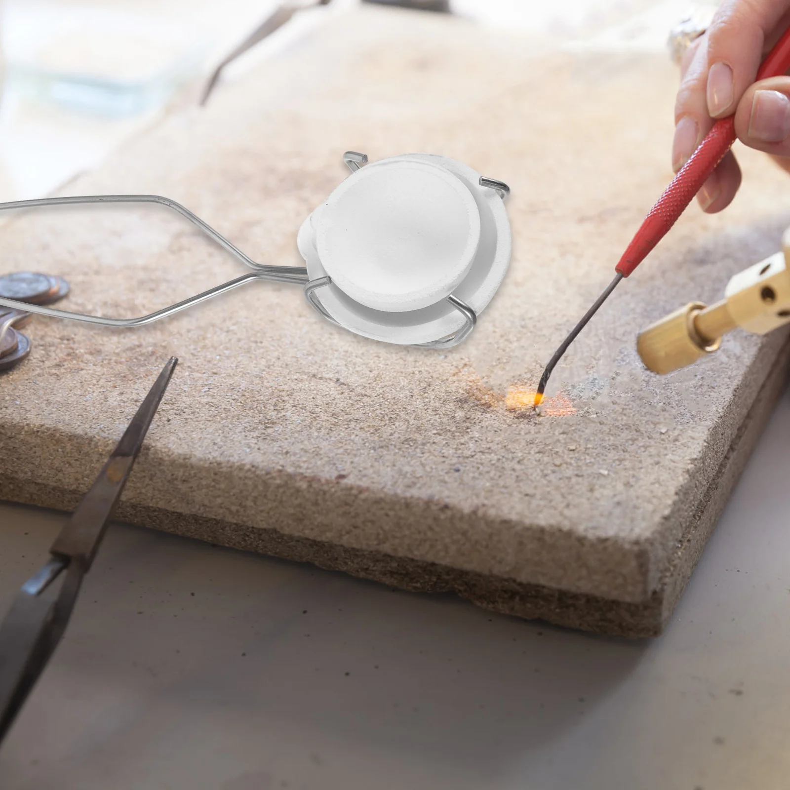 Snap Tools Melting Ceramic Crucible Set Crucibles Dish Refined Gold Handle Metal