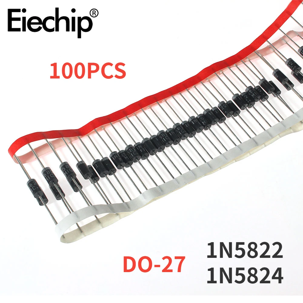 100PCS Schottky Diode 1N5822 1N5824 DO-27 30V-40V 3A-5A Electronic Components