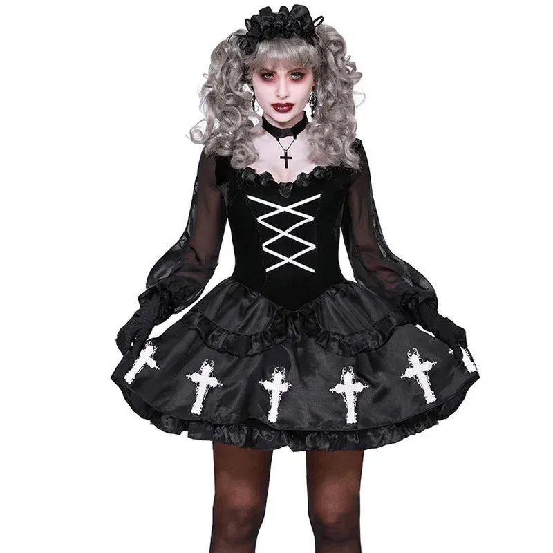 HAni 2025 Women's carnival , terrible evil circus clown costume, broken voodoo doll, cosplay dress, dream evening dr ☆★ww