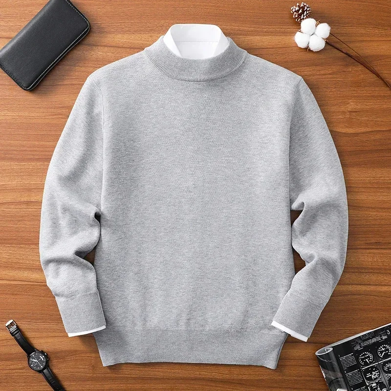 Autumn and winter men's half turtleneck sweater knitted solid color wool clothing bottoming clothes