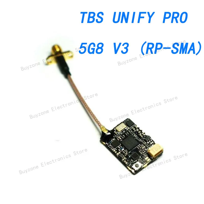 

TBS UNIFY PRO 5G8 V3 (RP-SMA) 5g weight, 25 - 800mW output power (user adjustable) Antenna Connector: RP-SMA Female Socket