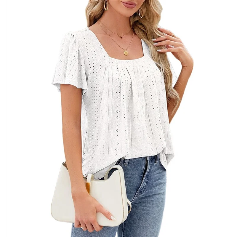 Women's Tunic Tops Loose Fit Short Sleeve Shirts Crew Neck Summer Casual Tops