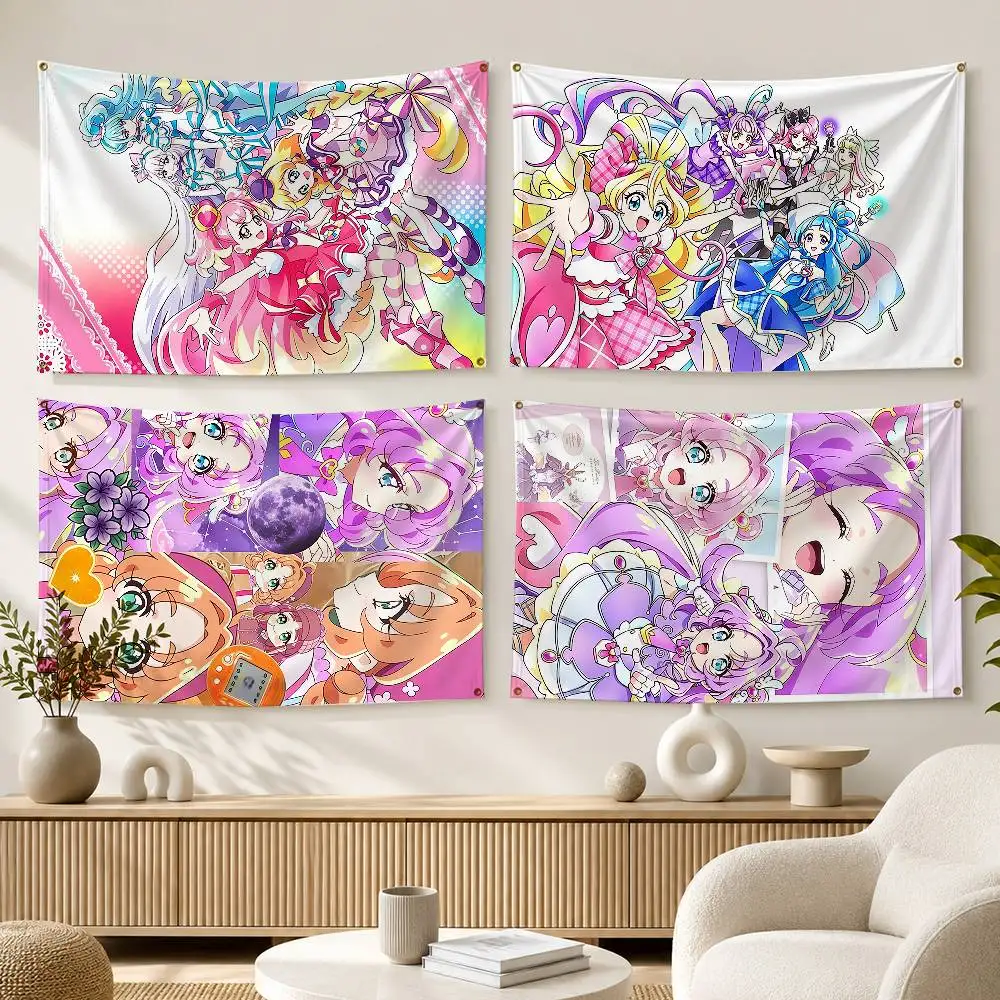 Star Detective Precure Anime  Flags Wall Hanging Background Art Banner for Bedroom Home Outdoor Decor