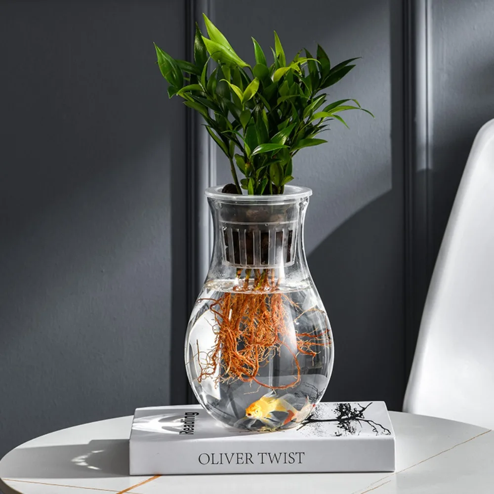 Pots de fleurs auto-absorbants à arrosage automatique, Vase Transparent en plastique, Pots de jardinière en bambou, culture succulente sans eau