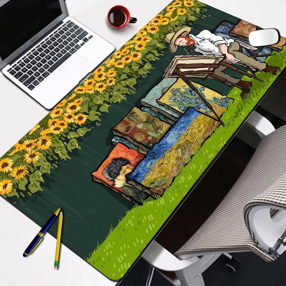 

Van Gogh Mouse Pad Cartoon Non-slip Mat Large Pc Gamer Cabinet Keyboard Deskmat Design Gaming Accessories Computer Mousepad XXL