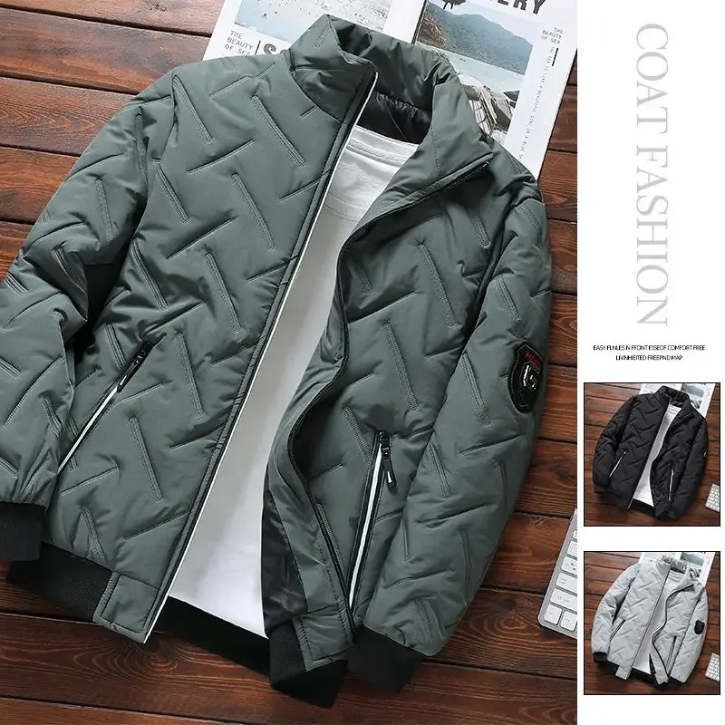 Men's winter coat Casual fashion stand collar light parka high quality warm long sleeve trench coat men's cotton-padded jacket