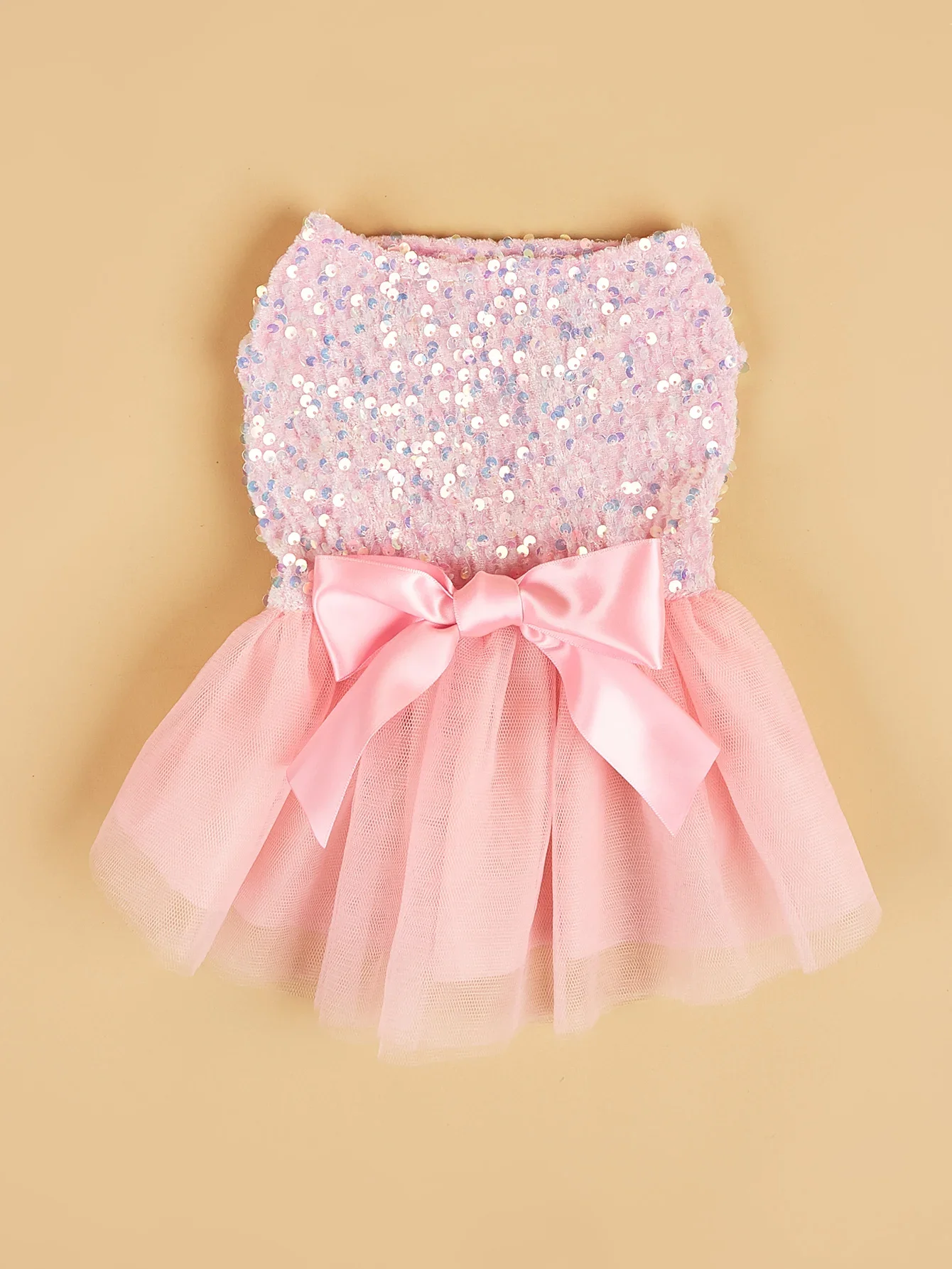 Pet Dress Dog Princess Cloth Sequin Bowknot Puppy Dresses with Tulle Doggie Kitten Costume