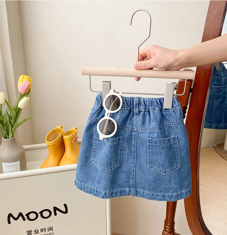 Jupe courte en denim pour filles, robe d'été pour bébé, demi-jupe, mince, style coréen, petits enfants, style étranger, une étape