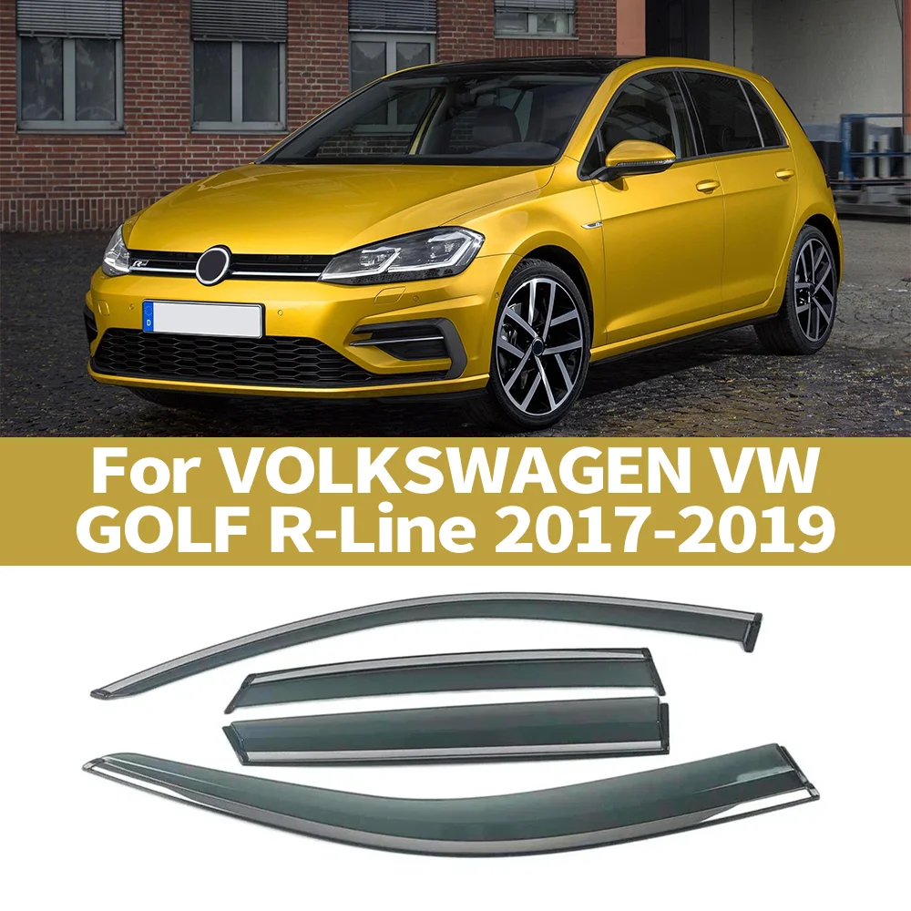 

Chrome Strips Rain Guards for VOLKSWAGEN VW GOLF R-Line 2017-2019 Window Visor Wind Deflectors Door Visor