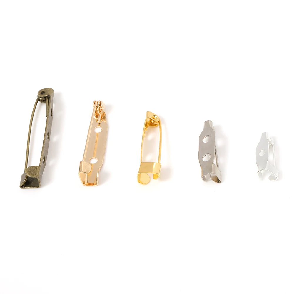 50pcs Metal Brooch Clip Base Pins Safety Pins Brooch Blank Settings Base 15 20 25 30 35mm For DIY Jewelry Making Brooch Supplies