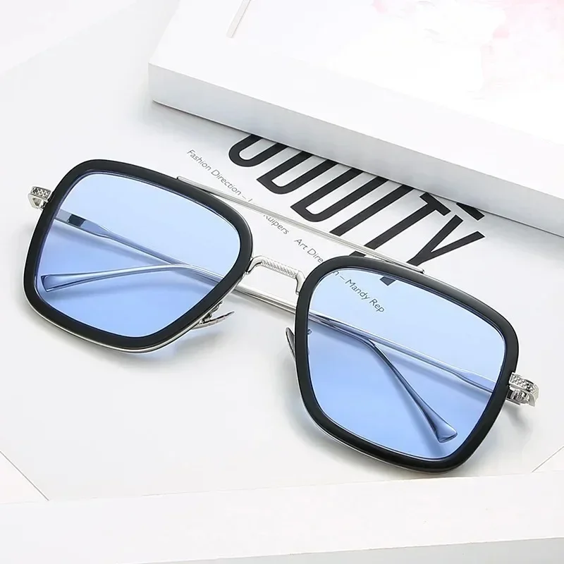 Tony Stark Sunglasses Iron Man Sun Glasses Vintage Square Metal Frames Men Sun Glasses Women's Driving Eyewear UV400 Glasses