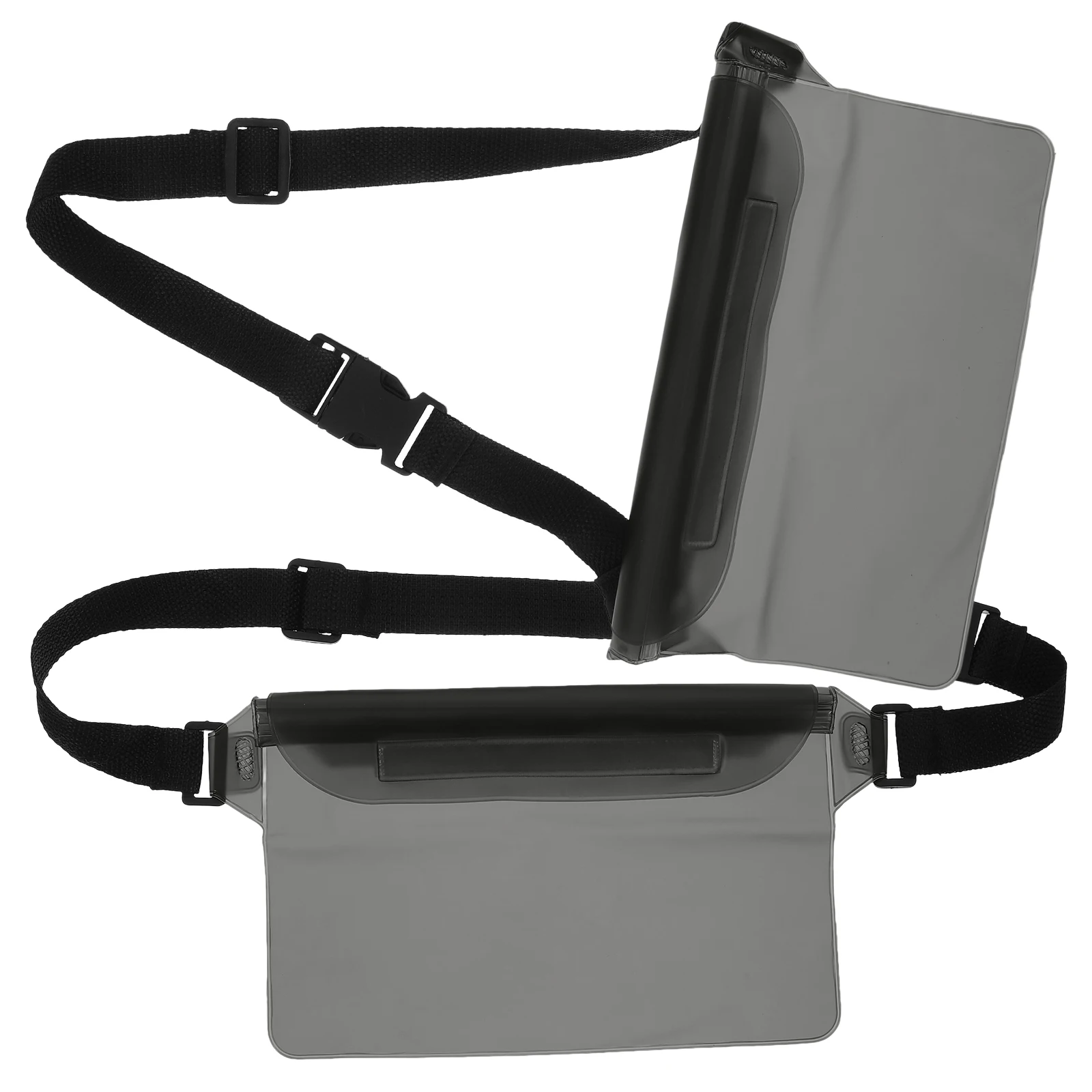 

2pcs Waterproof Waist Pack Phone Case Adjustable Strap Black Bag for Swimming Cellphone Pouch Storage Travel Accessories