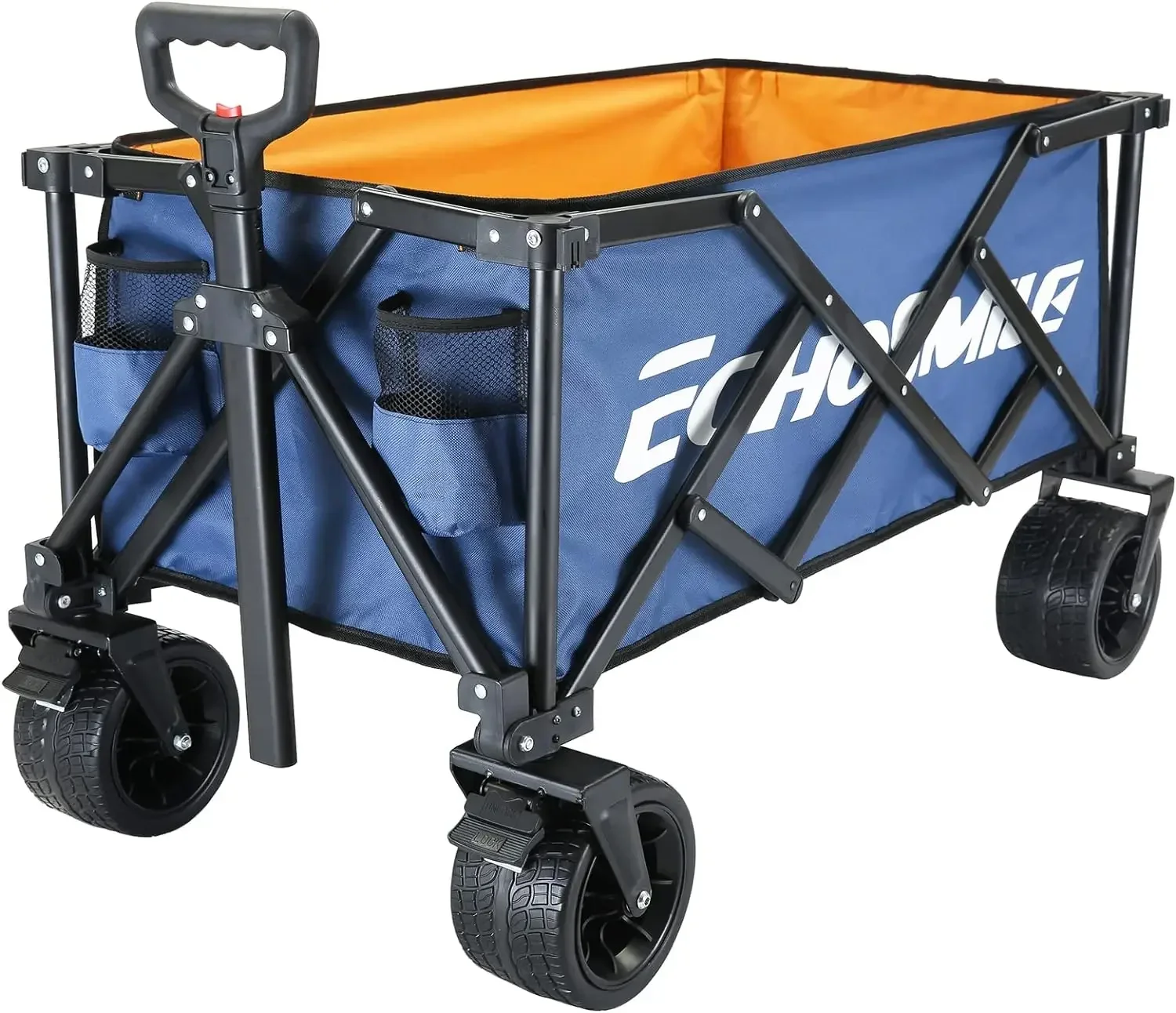 for Garden Cart, Collapsible Folding Utility Wagon Cart, Adjustable Handle, 400lb Capacity with Big Wheels Outdoor Use