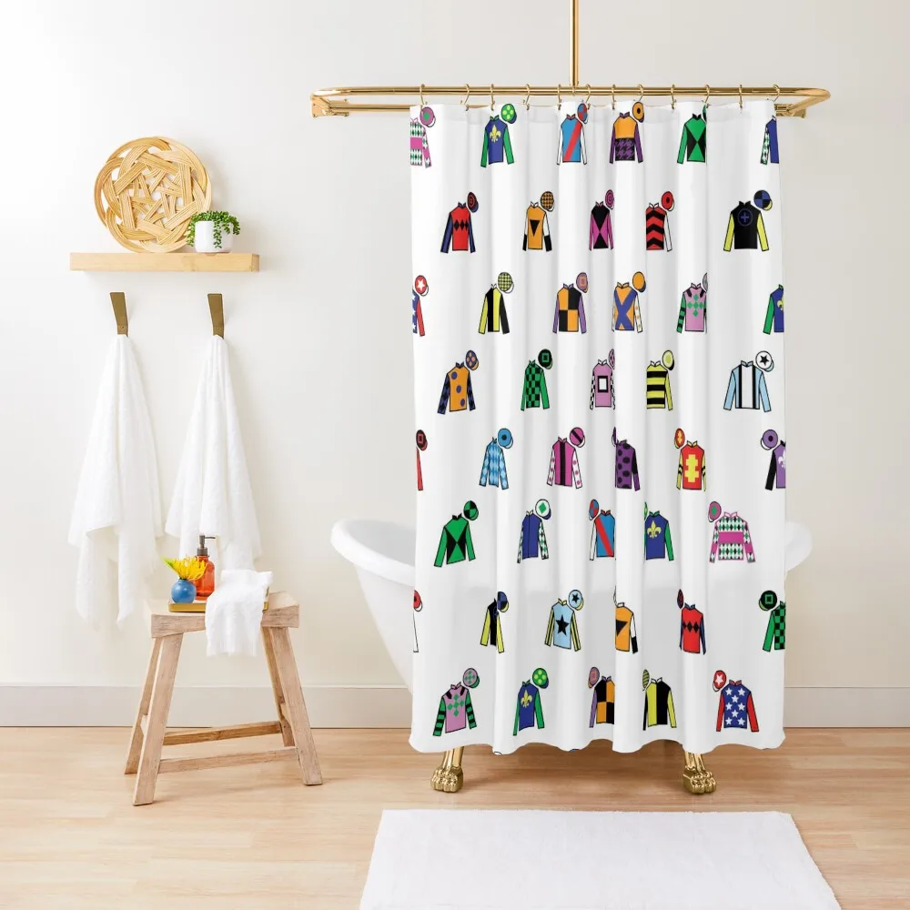 

Horse Racing Colorful Jockey Silks Shower Curtain Waterproof Shower Shower Set Waterproof And Anti-Mold Curtain