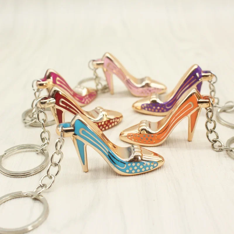 Personalized and Creative High Heel Shoes Keychain Simulation Women's High Heel Shoes Model Car Bag Mobile Pendant Ornament Gift