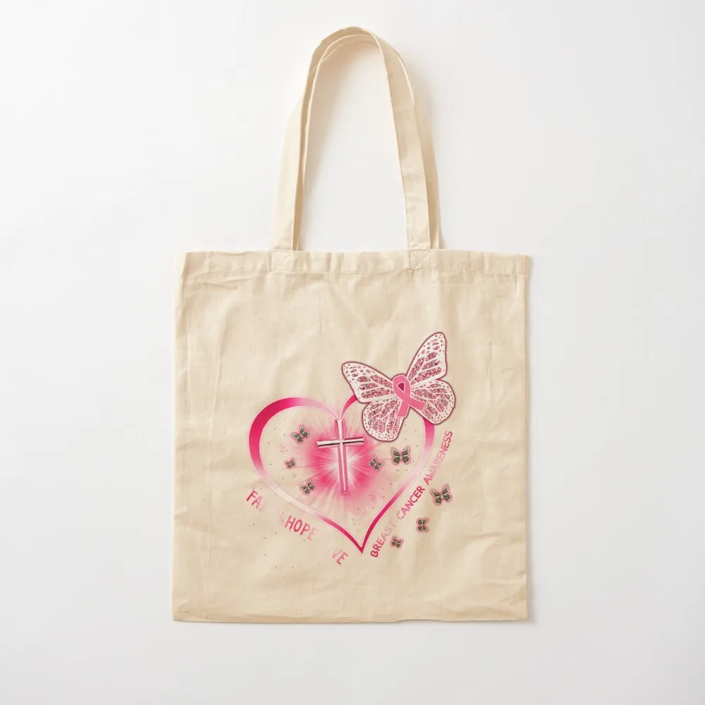 

Faith Hope Love - Breast Cancer Awareness Tote Bag shopping bag eco bag folding luxury women Canvas Canvas Tote