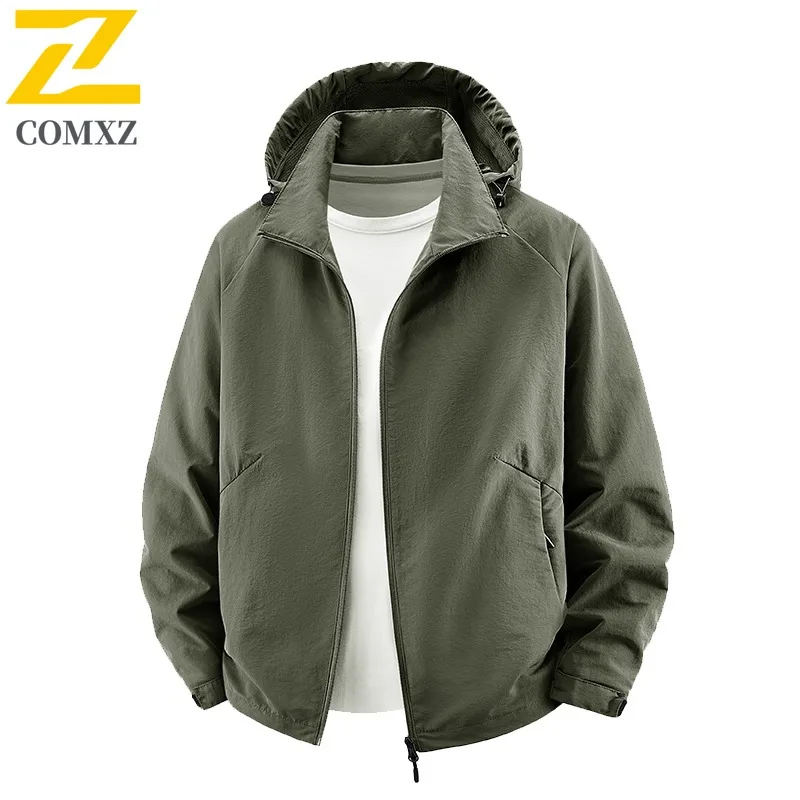 

COMXZ Luxurious Mens Jackets New Leisure Outdoor Fishing Windproof Jacket Premium Zipper Top Fashionable Hooded Autumn Outerwear