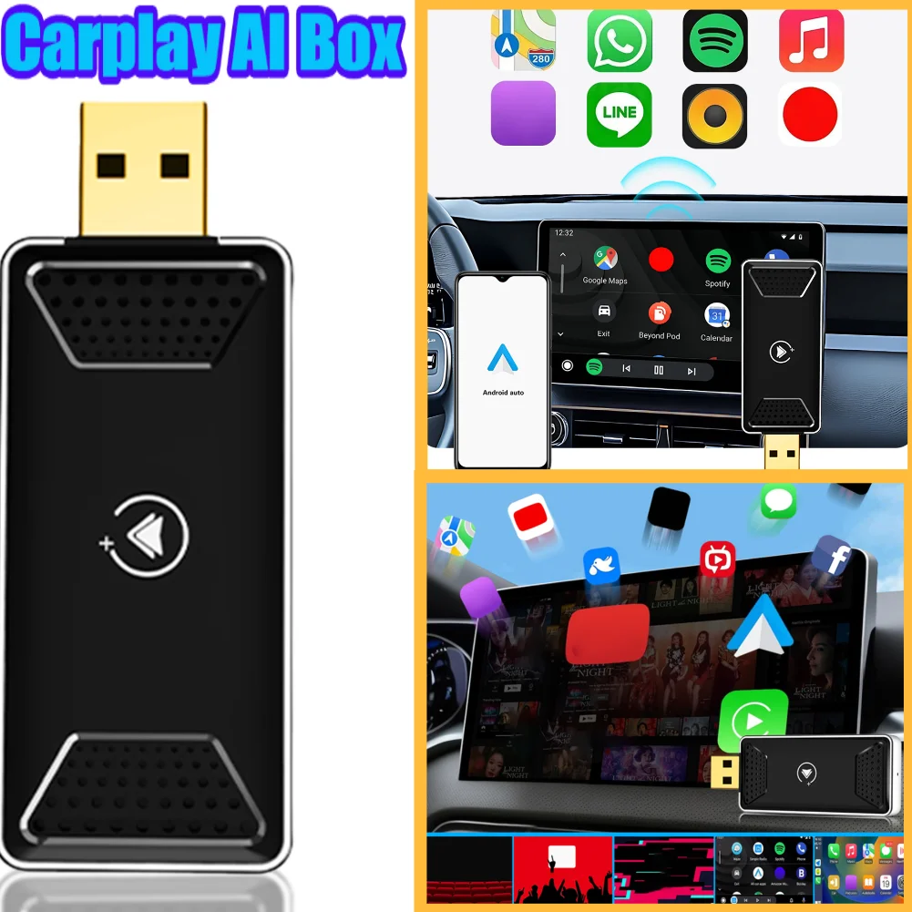 

Smart AI Box Wireless Carplay Android Auto Adapter Wired To Wireless Carplay Dongle for OEM Wired CarPlay Android Auto Cars