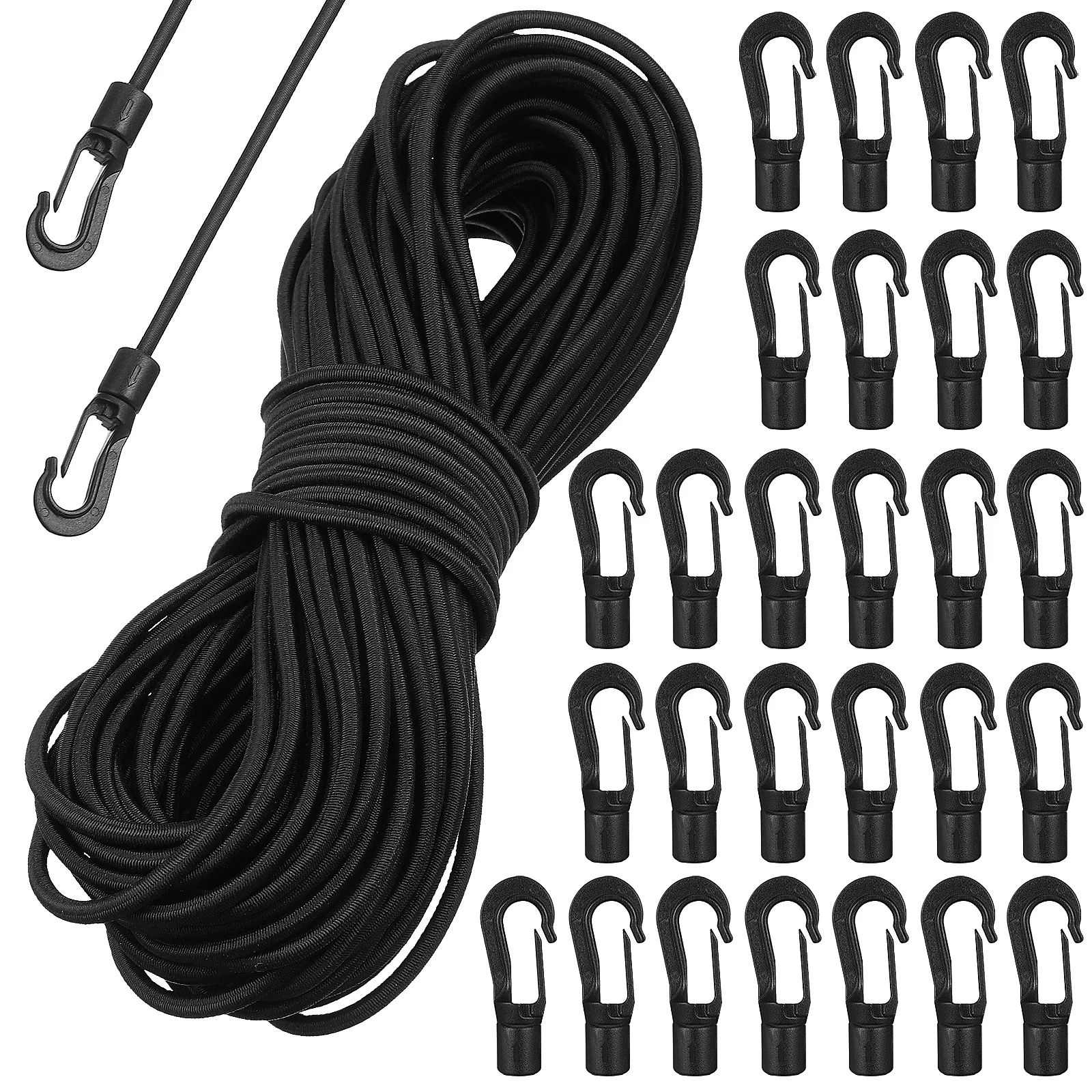 

50pcs Kayak Accessories Bungee Cord Elastic Rope Hook For Marine Camping Outdoor Hiking Bundling Shock Absorption Nylon Strap
