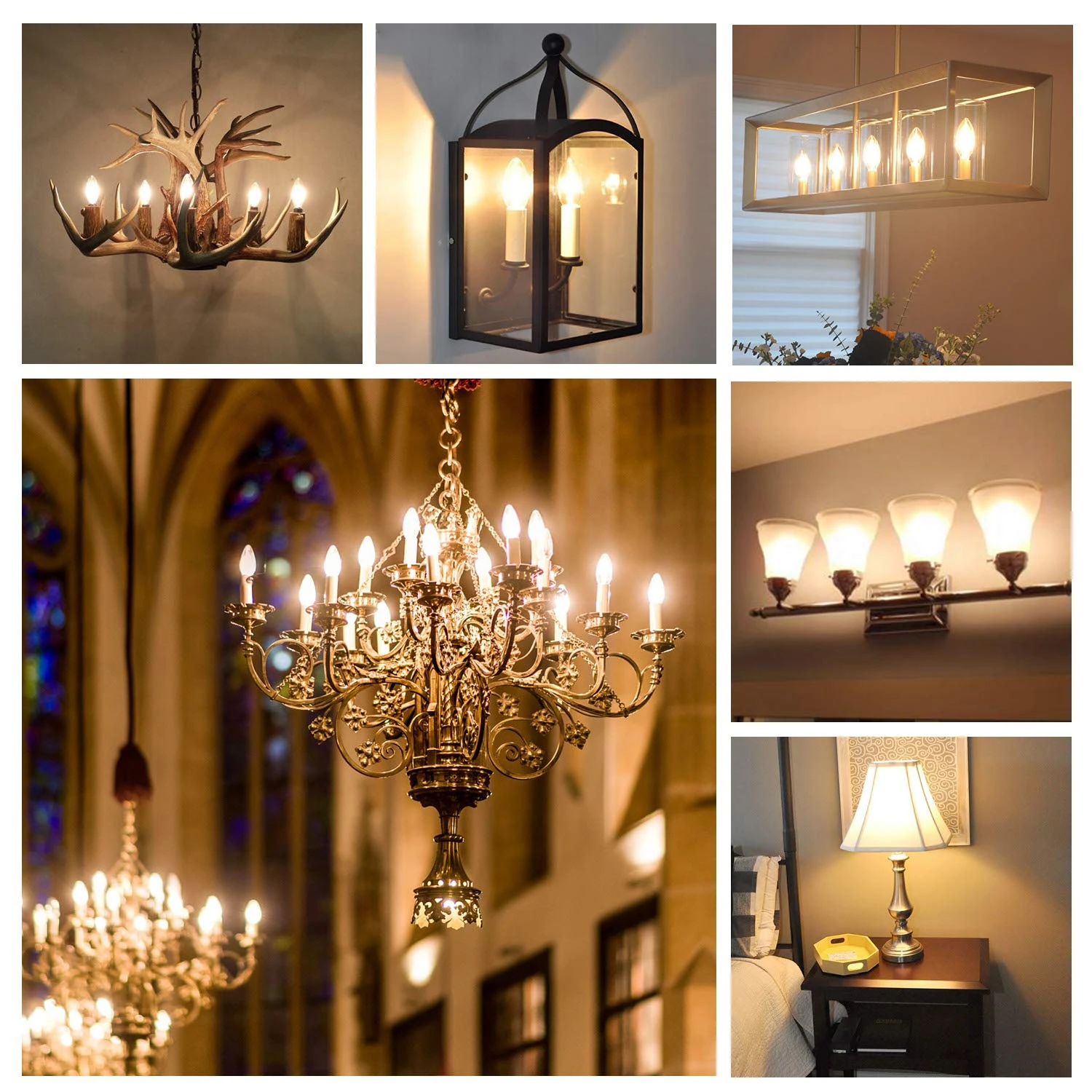 Vintage Candle Light Bulb C35 B22 Dimmable Led Filament Bulb 6.5W High Lumens 806lm No Flicker Chandelier Candelabra Flame Lamps