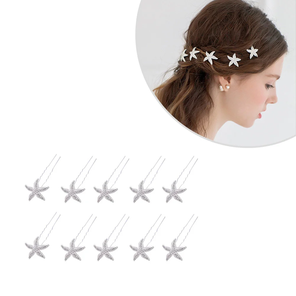

12Pcs Sea Star Hair Pin Silver Fashion Elegant Wedding Bride Hair Accessory for Women Girls Durable Stylish Gift for Party