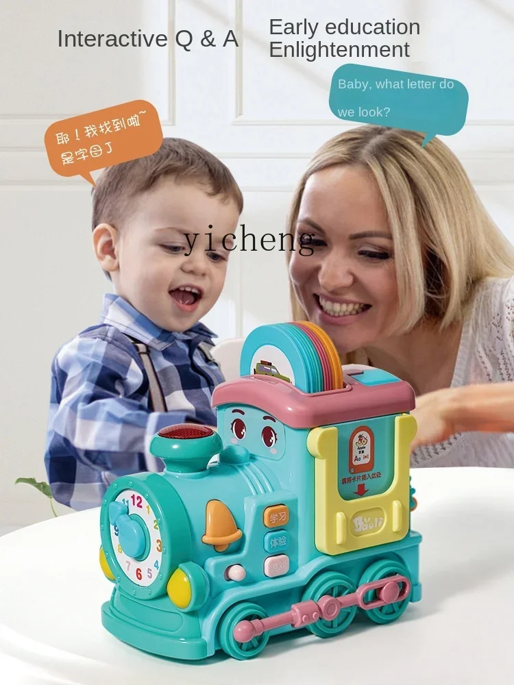 Tqh Elektrischer intelligenter Zug für Kinder, Jungen und Mädchen können sich bewegen und singen, intelligentes Spielzeug für die frühkindliche Bildung, Alphabetisierungskarte