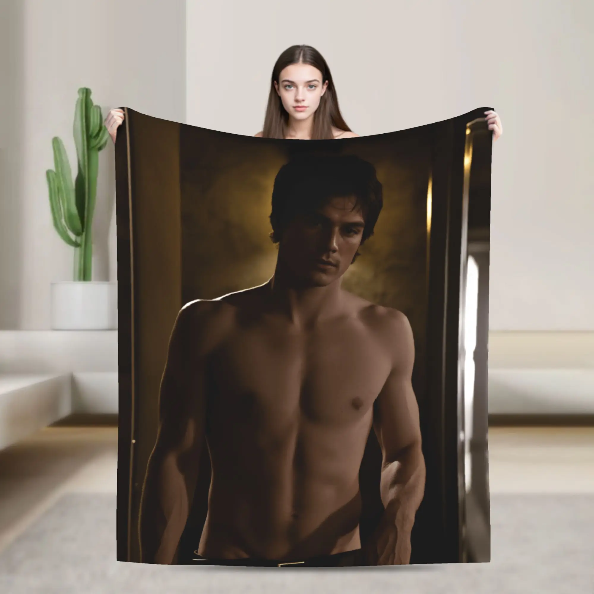 Damon salvatore Blanket Comfortable  Throw Blanket Winter Adults Chair Sofa Bed Travel Office Bedspread