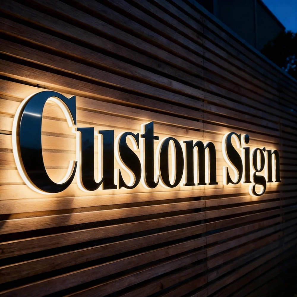 Custom 3D Metal Letter LED Illuminated Wall Logo - Backlit Halo Front Lit Commercial Business Signage for Outdoor Office Decor