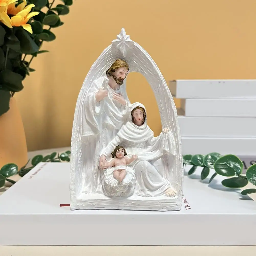 Holy Family Resin Figurine Nativity Advent Statue Joseph Virgin Mary Birth Of Jesus Sculpture Desktop Decoration