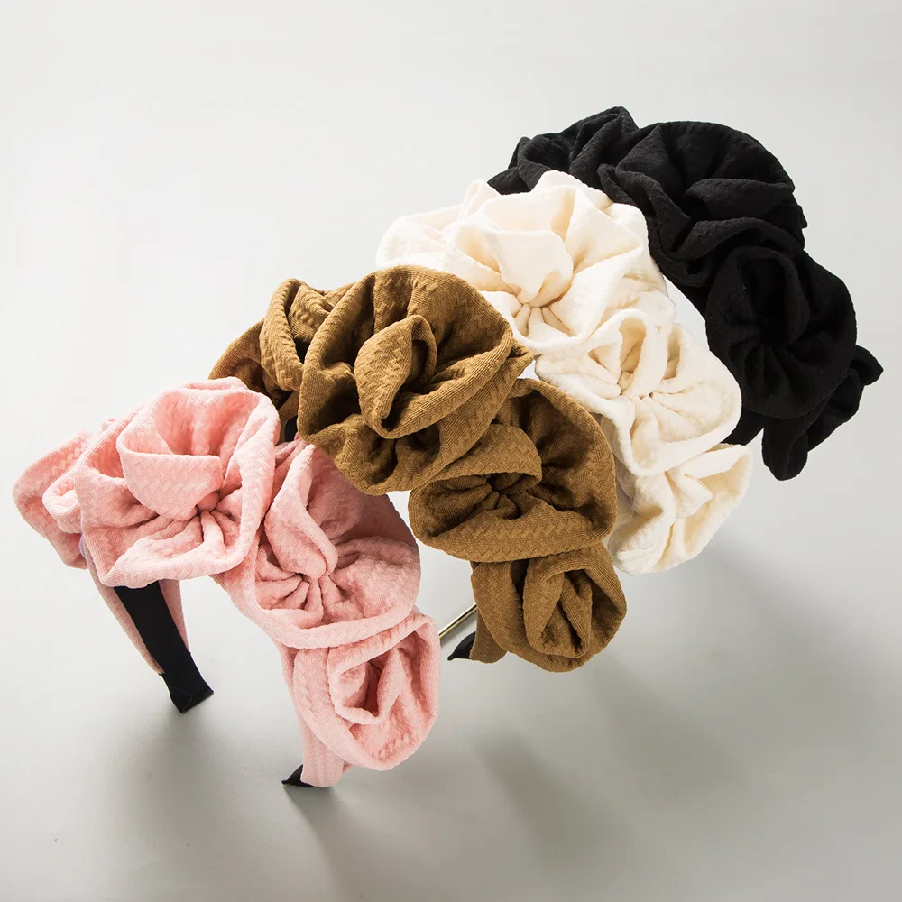 

New handmade rose fabric headband women's retro multi-layer floral temperament high-end ball hair accessories