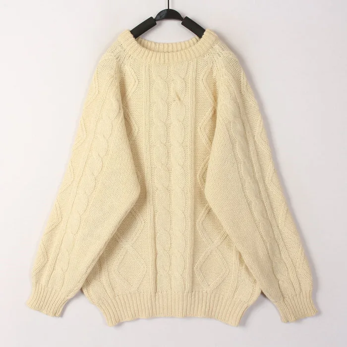 

Vintage Autumn Winter White 3D Crochet Wheat Dots Open Cardigan Sweater Women's Loose Fit Pure Color Long Sleeve round Neck W...