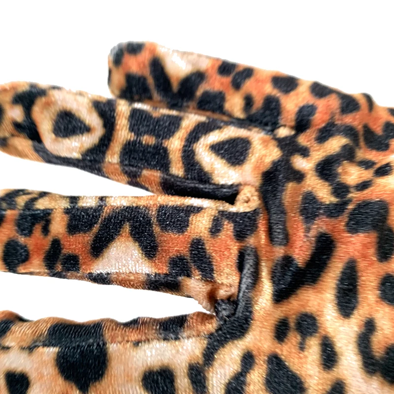 New Grace Leopard Print Velvet Fashion Sexy Long Gloves Zebra Women Warm Club Party Prom Show Dancing Dress Dinner Cosplay Glove