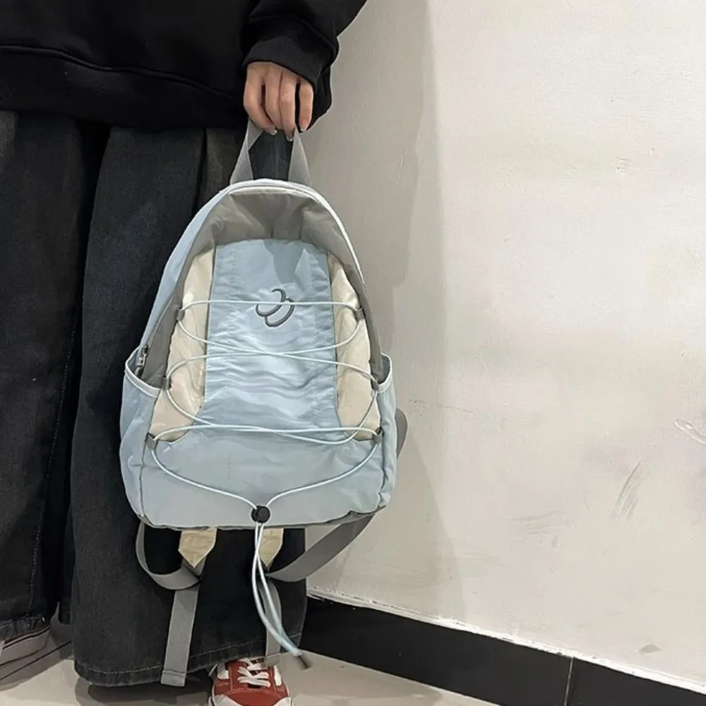 Patchwork Contrast Color Lightweight Backpack Y2k Aesthetic Nylon Shoulder Bags Streetwear Japanese Style Student Schoolbag