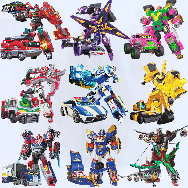 Deslumbrante relâmpago azul deformação mecha robô brinquedo para crianças dispositivo de chamada rotativa cartão lutador king kong tema meninos playset