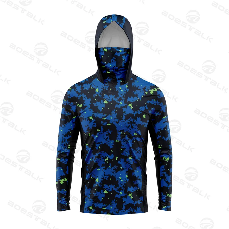 

Men Face Cover Fishing Clothes Hooded Fishing Shirt UPF 50+ Outdoor Summer Mask Hoodie Sun Uv Protection Camisa De Pesca