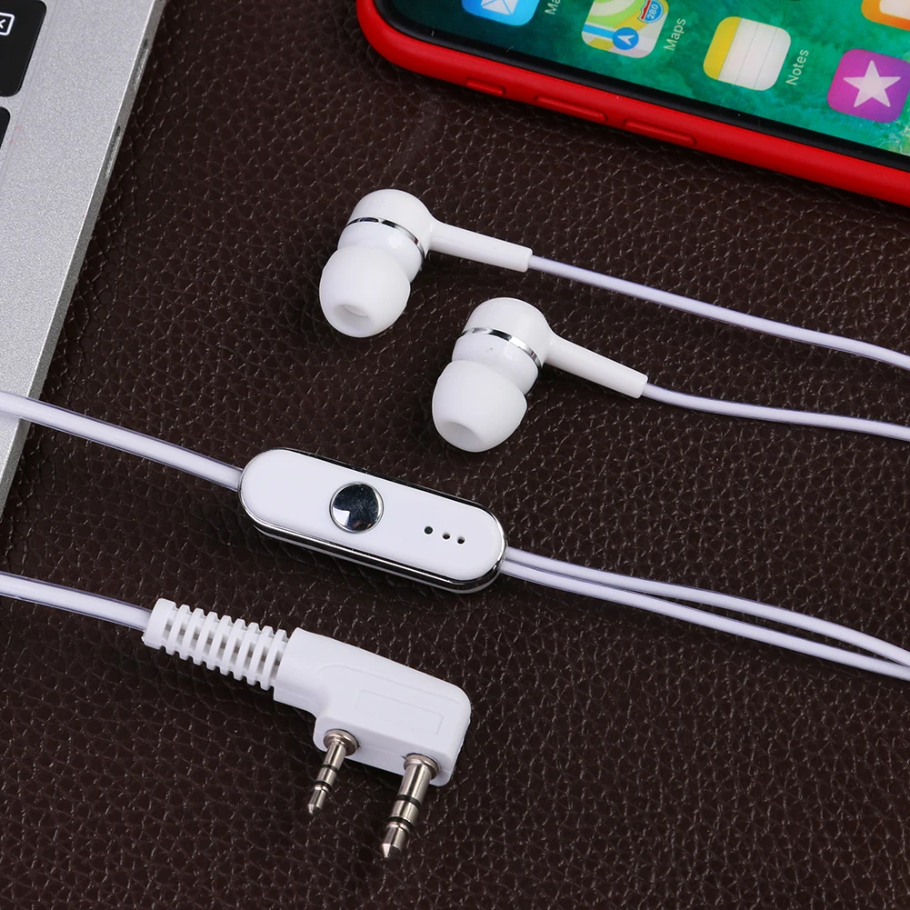 سماعة أذن 1.2 متر مع ميكروفون لجهاز الاتصال اللاسلكي 2 دبوس سماعة أذن مزدوجة بديلة محمولة لـ BAOFENG KENWOOD #3