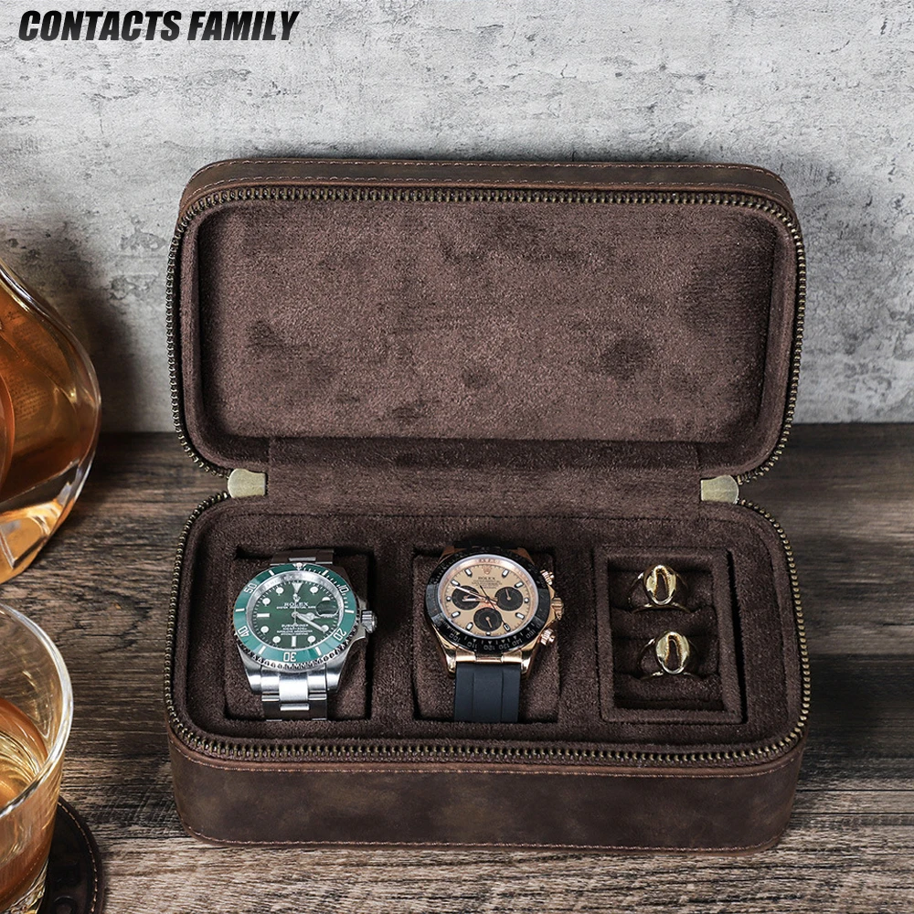 Vintage Jewelry Watches Women - CONTACTS FAMILY 8/10/3/2 スロットレザーウォッチオーガナイザーボックスヴィンテージジュエリー収納ウォッチケース男性女性用最高のギフトボックス