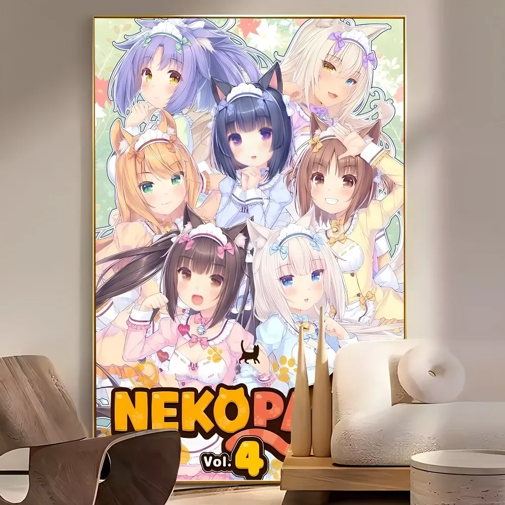 Nekopara Neko Para Anime Poster Self-adhesive Art Poster Retro Kraft Paper Sticker DIY Room Bar Cafe Vintage Decorative