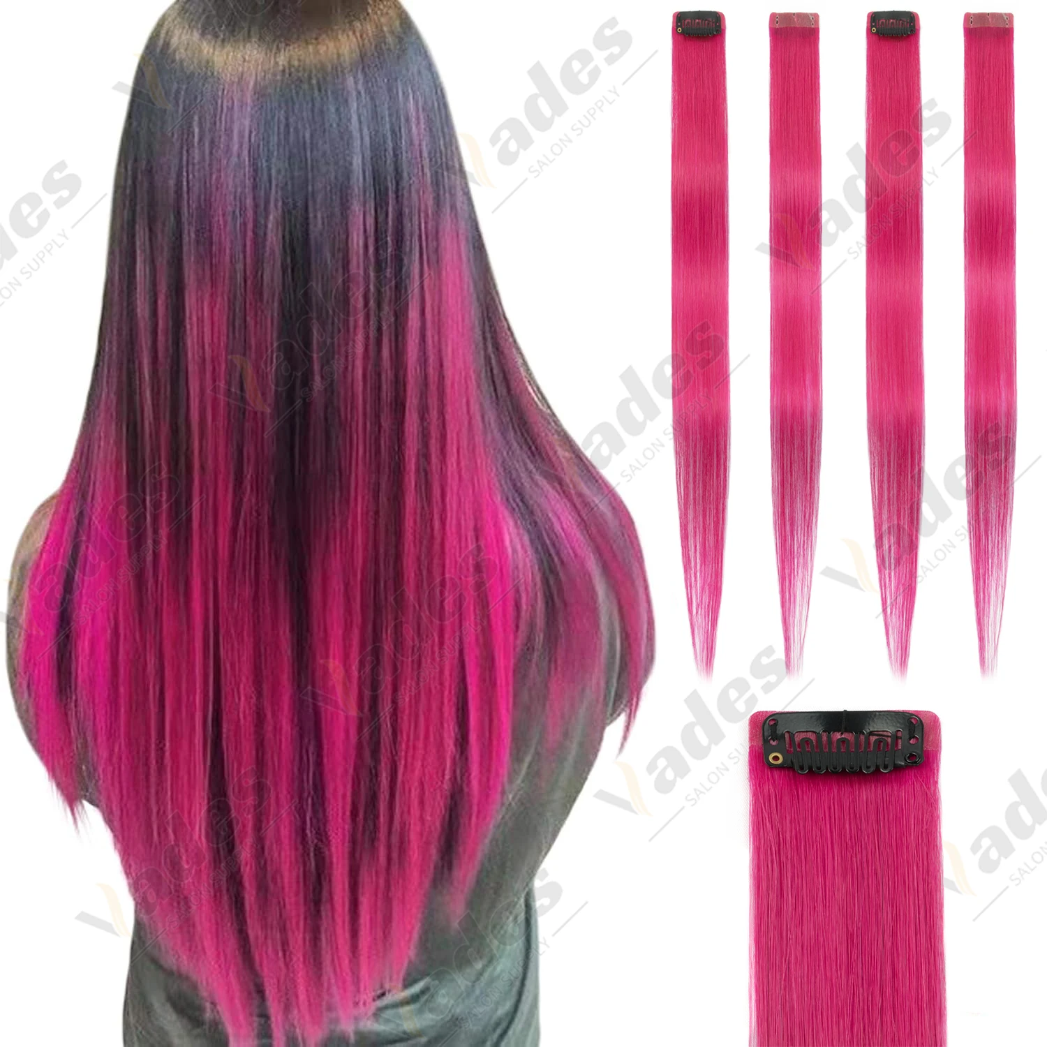 

VEDES Colorful Hair 16 Inch Clip in Hair Extension for Women Girls Kids Rainbow Highlight Hair Piece for Party(12 colors)