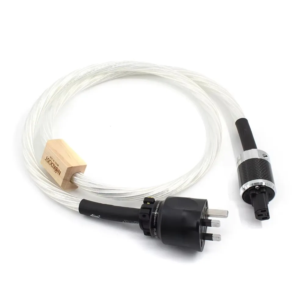 

2 AC Power Cable with rhodium plated UK power plug for amplifier connection cable
