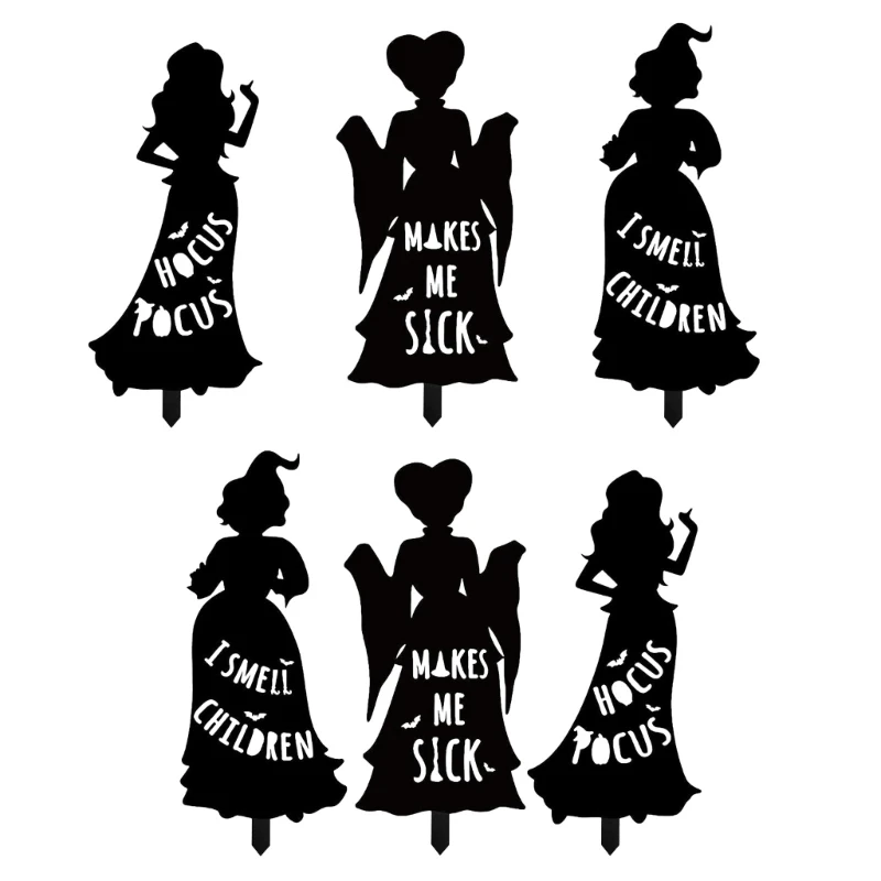 

Haunting Black Witch Lawns Sign Eerie Outdoor Witch Silhouettes Sign Elegant Halloween Yard Stake Decoration