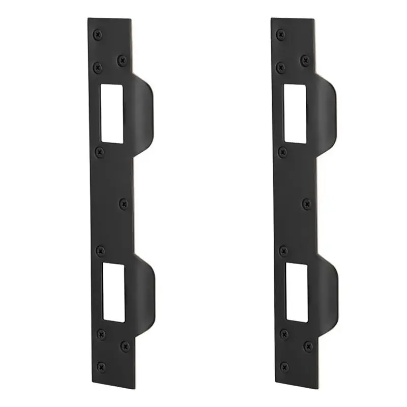 

B14C Door Strike Plate Double Holes, Heavy-Duty Latch Reinforcement Plate For Door Handle And Deadbolt (2Pcs, Black) Easy To Use