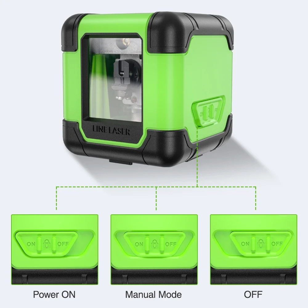 Huepar A011G Cross Line Laser Level 2 Lines Germany Imported Green Beam Horizontal & Vertical Lines One Button Design Laser Tool